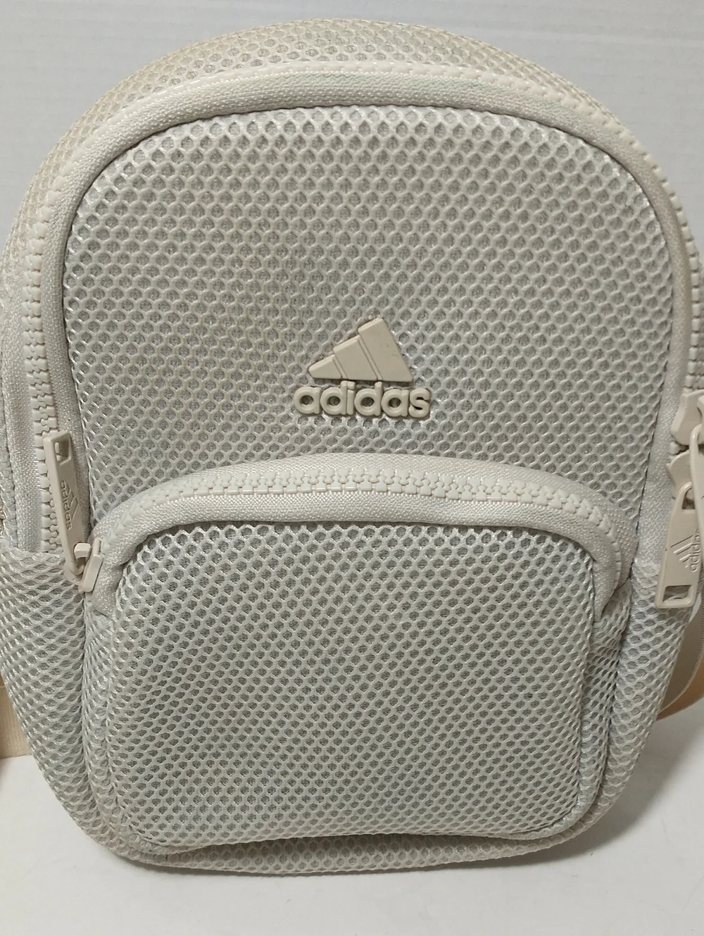 Adidas Air Mesh Mini Backpack, Mesh, Adjustable, Convertible, Crossbody, Beige